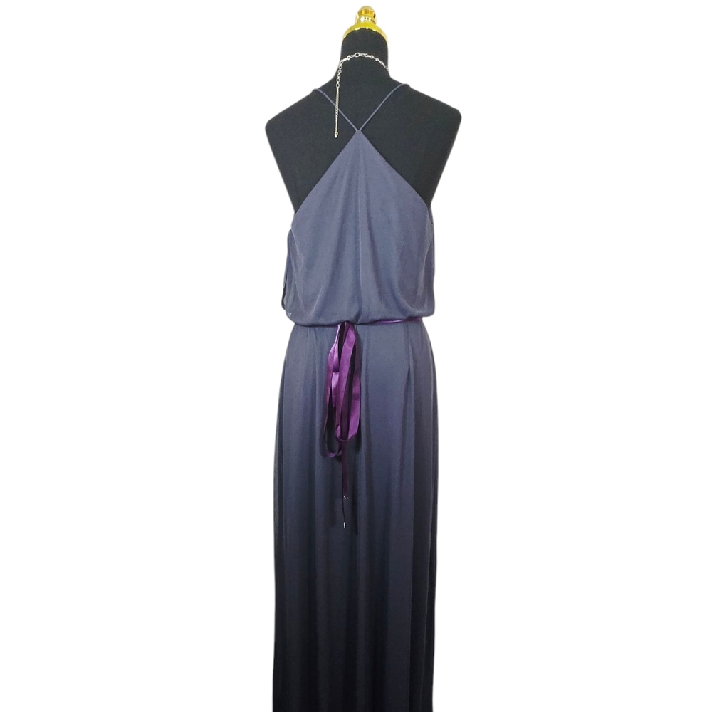 Alfred Sung D739 Deep Onyx Gown Sz 10 Formal Spaghetti Strap Evening Dress 60” - Picture 11 of 15